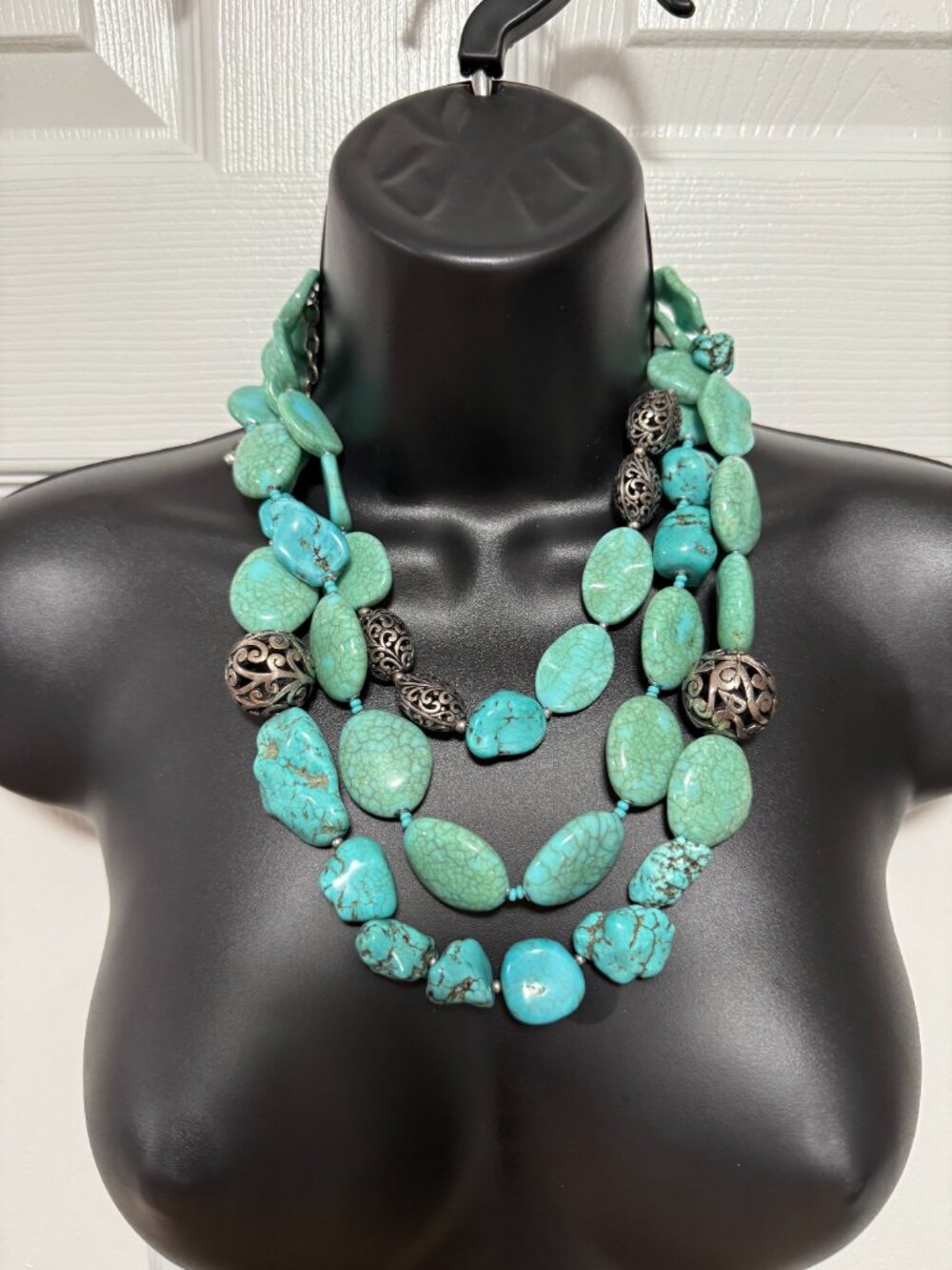 Chico's Faux Turquoise Silver Necklace - Picture 4 of 16
